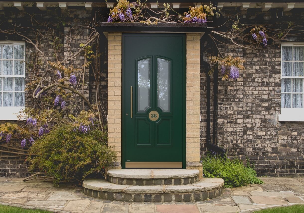 Green front door